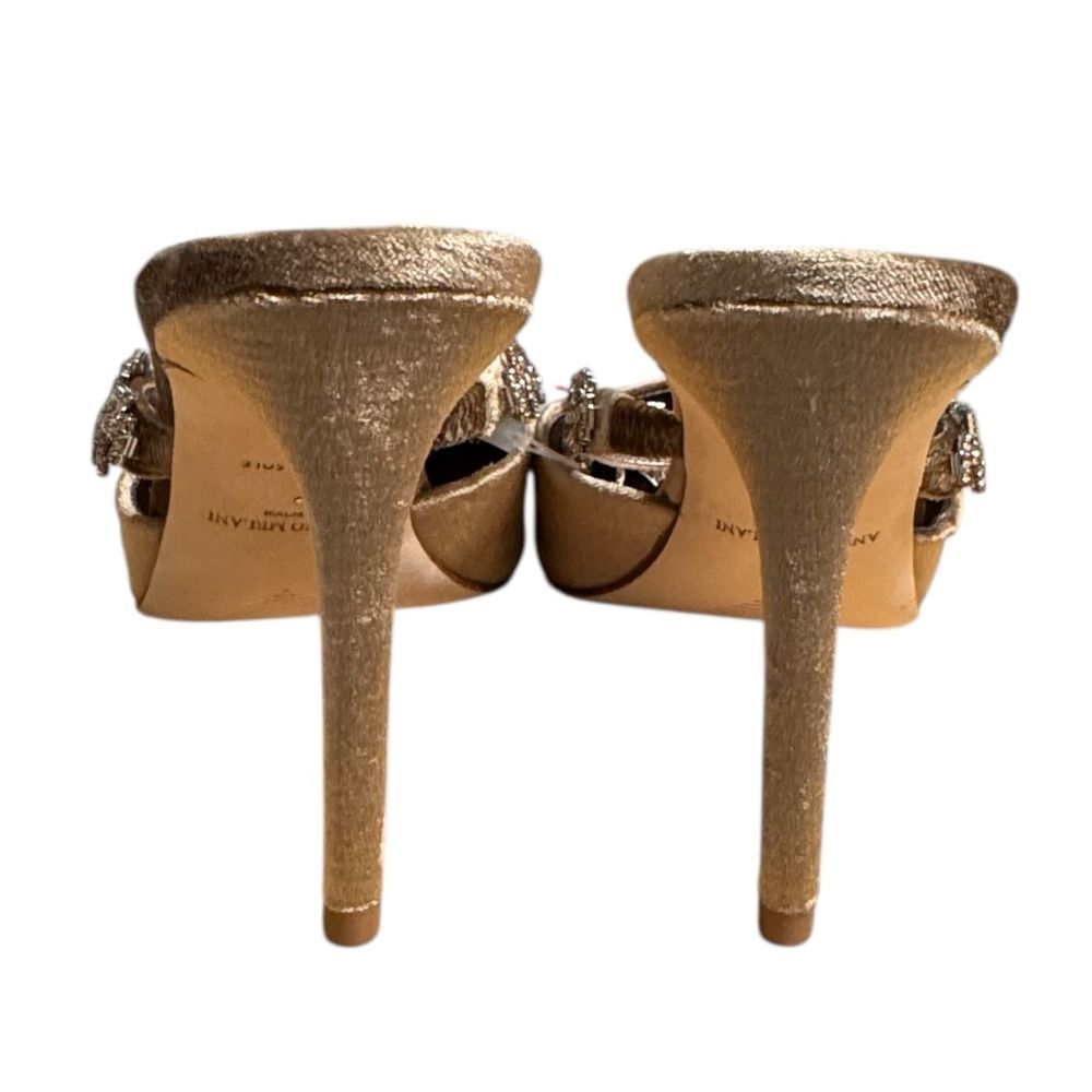 ANTONIO MELANI Tan Velvet Crystal Embellished Heels - Picture 9 of 11